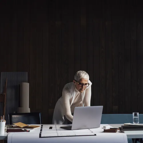 Woman working in her office